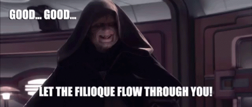 A Picture Of A Man With The Words Good Good Let The Filioque Flow Through You On It GIF