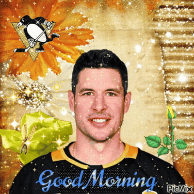 a picture of a man with the words " good morning " on the bottom