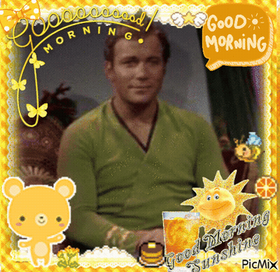 A Picture Of A Man With The Words Good Morning Sunshine Written On The Bottom GIF