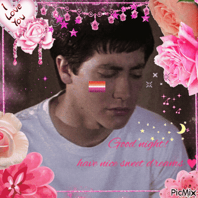 A Picture Of A Man With The Words Good Night Have Nice Sweet Dreams On The Bottom GIF