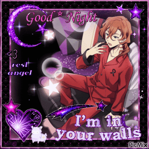 Man With Good Night I 'M In Your Walls Text GIF
