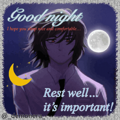 A Picture Of A Man With The Words Good Night Rest Well It 'S Important On It GIF