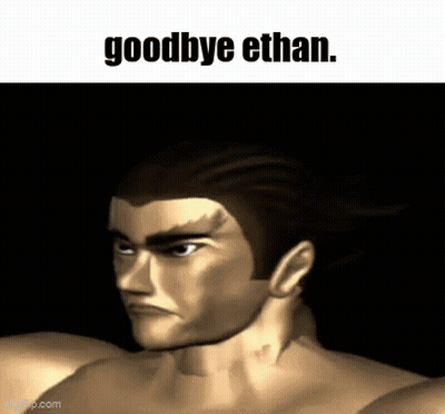 A Picture Of A Man With The Words Goodbye Ethan On The Bottom GIF