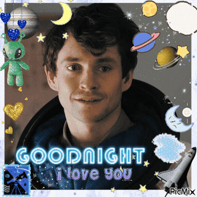 A Picture Of A Man With The Words Goodnight I Love You On It GIF