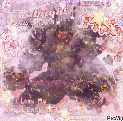 A Picture Of A Man With The Words Goodnight Little Princess On It GIF