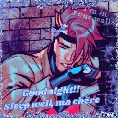 A Picture Of A Man With The Words " Goodnight Sleep Well Ma Chere " On It GIF