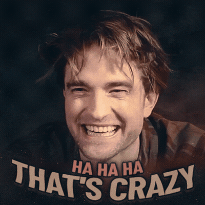 A Picture Of A Man With The Words " Ha Ha Ha That 'S Crazy " Above Him GIF