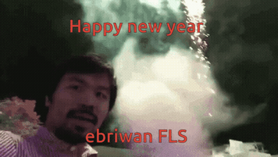 A Picture Of A Man With The Words Happy New Year Ebriwan Fls On The Bottom GIF