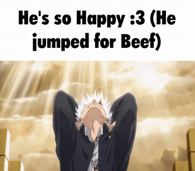 A Picture Of A Man With The Words He 'S So Happy 3 ( He Jumped For Beef ) GIF