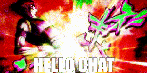A Picture Of A Man With The Words Hello Chat Written On It GIF