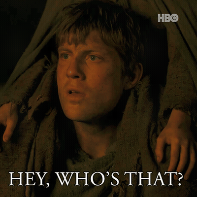 A Picture Of A Man With The Words Hey Who 'S That Above Him GIF