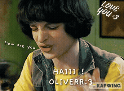 A Picture Of A Man With The Words How Are You Haiii Oliverr 3 On The Bottom GIF