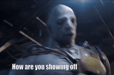 A Picture Of A Man With The Words How Are You Showing Off On It GIF