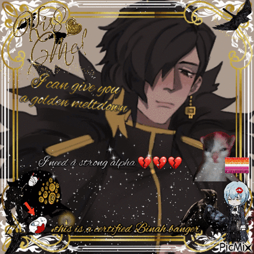 A Picture Of A Man With The Words " I Can Give You A Golden Meltdown " Written On It GIF