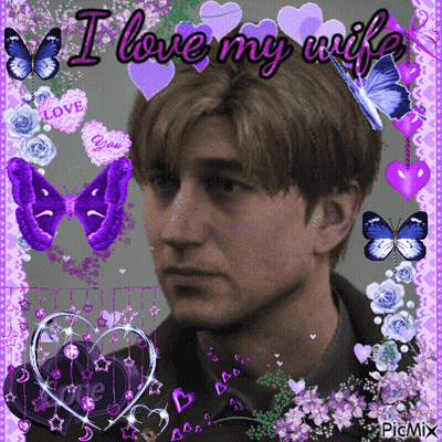 A Picture Of A Man With The Words I Love My Wife GIF