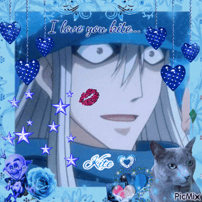 A Picture Of A Man With The Words I Love You Kite Written On It GIF