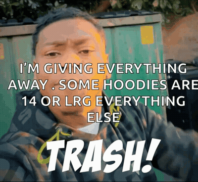 A Picture Of A Man With The Words " I 'M Giving Everything Away " GIF