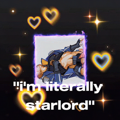 A Picture Of A Man With The Words " I 'M Literally Starlord " GIF