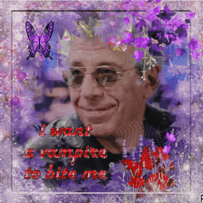 A Picture Of A Man With The Words I Want A Vampire To Bite Me On It GIF
