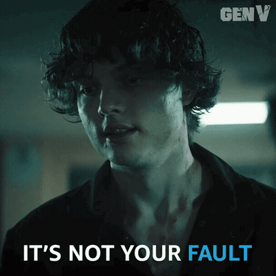 A Picture Of A Man With The Words " It 'S Not Your Fault " Below Him GIF