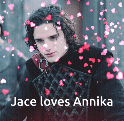 A Picture Of A Man With The Words Jace Loves Annika On The Bottom GIF