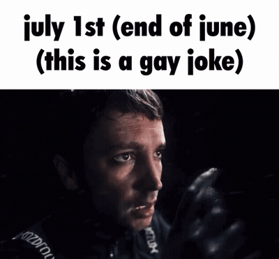 A Picture Of A Man With The Words July 1St End Of June ( This Is A Gay Joke ) On It GIF