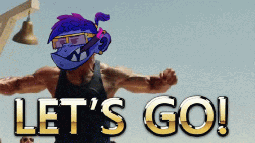 A Picture Of A Man With The Words Let 'S Go Below Him GIF
