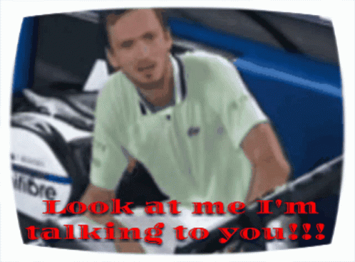 A Picture Of A Man With The Words Look At Me I 'M Talking To You In Red GIF