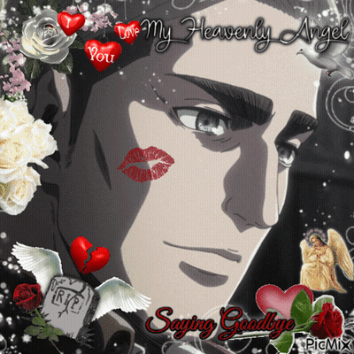 A Picture Of A Man With The Words Love My Heavenly Angel Saying Goodbye At The Bottom GIF