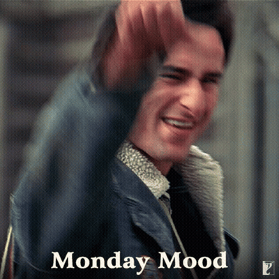 A Picture Of A Man With The Words Monday Mood On The Bottom GIF