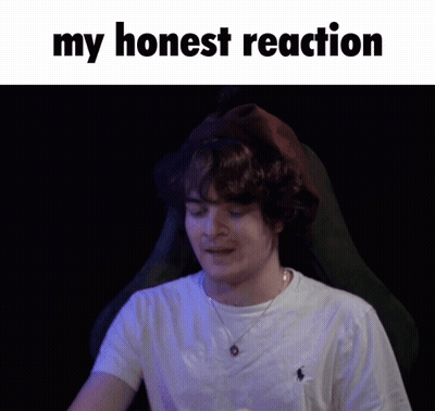 A Picture Of A Man With The Words " My Honest Reaction " On The Top GIF