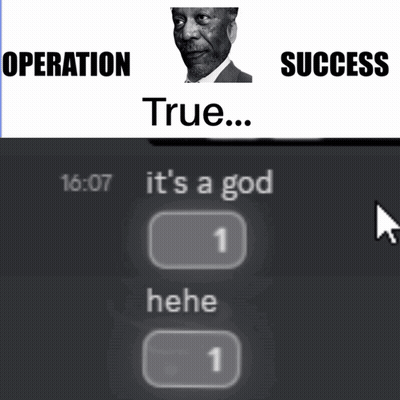 A Picture Of A Man With The Words Operation Success True And It 'S A God On It GIF