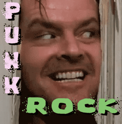 A Picture Of A Man With The Words Punk Rock Written On It GIF