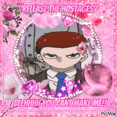 A Picture Of A Man With The Words " Release The Hostages " GIF