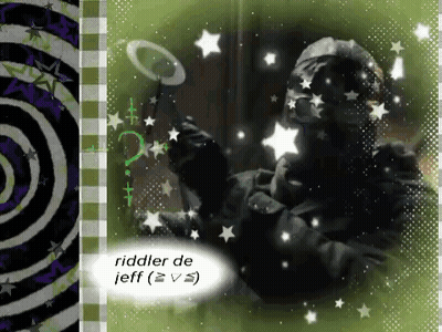 A Picture Of A Man With The Words Riddler De Jeff Written On It GIF