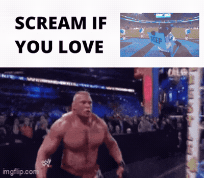 A Picture Of A Man With The Words " Scream If You Love " On It GIF