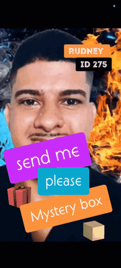 A Picture Of A Man With The Words Send Me Please Mystery Box On It GIF