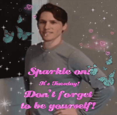A Picture Of A Man With The Words Sparkle On Tuesday On It GIF