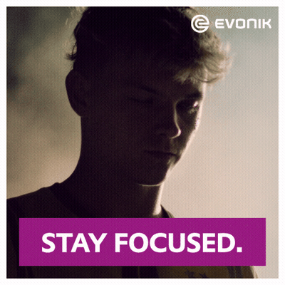 A Picture Of A Man With The Words " Stay Focused " Below It GIF