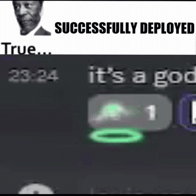 A Picture Of A Man With The Words " Successfully Deployed " On Top GIF