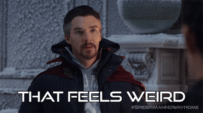A Picture Of A Man With The Words That Feels Weird Above Him GIF