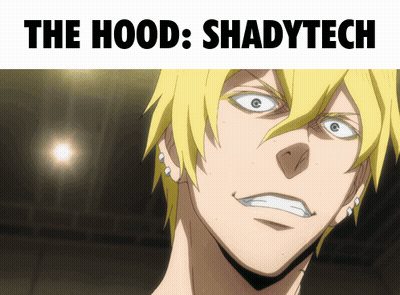 A Picture Of A Man With The Words " The Hood Shadytech " Below It GIF