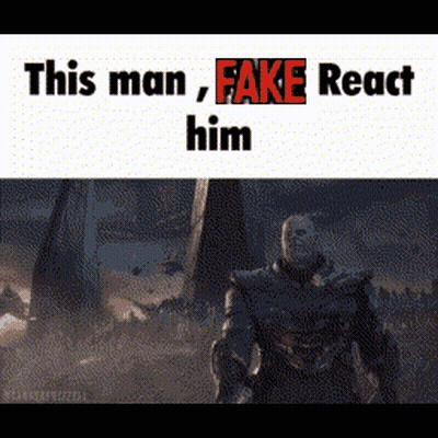 A Picture Of A Man With The Words This Man Fake React Him Written On It . GIF