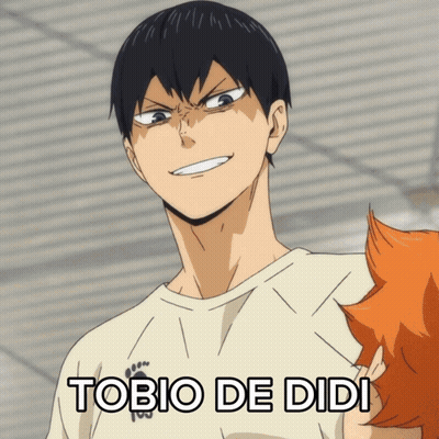 A Picture Of A Man With The Words Tobio De Didi Written On It GIF