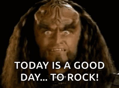 A Picture Of A Man With The Words Today Is A Good Day Torock On It GIF