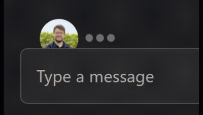 A Picture Of A Man With The Words Type A Message Below Him GIF