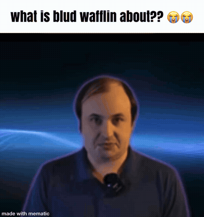 A Picture Of A Man With The Words What Is Blud Wafflein About GIF