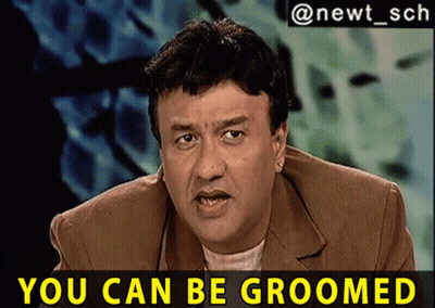 A Picture Of A Man With The Words You Can Be Groomed Below Him GIF