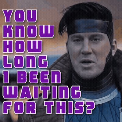A Picture Of A Man With The Words " You Know How Long I Been Waiting For This " Above Him GIF