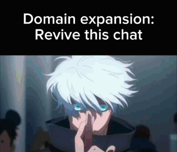 A Picture Of A Man With White Hair And Blue Eyes Says Domain Expansion Revive This Chat GIF